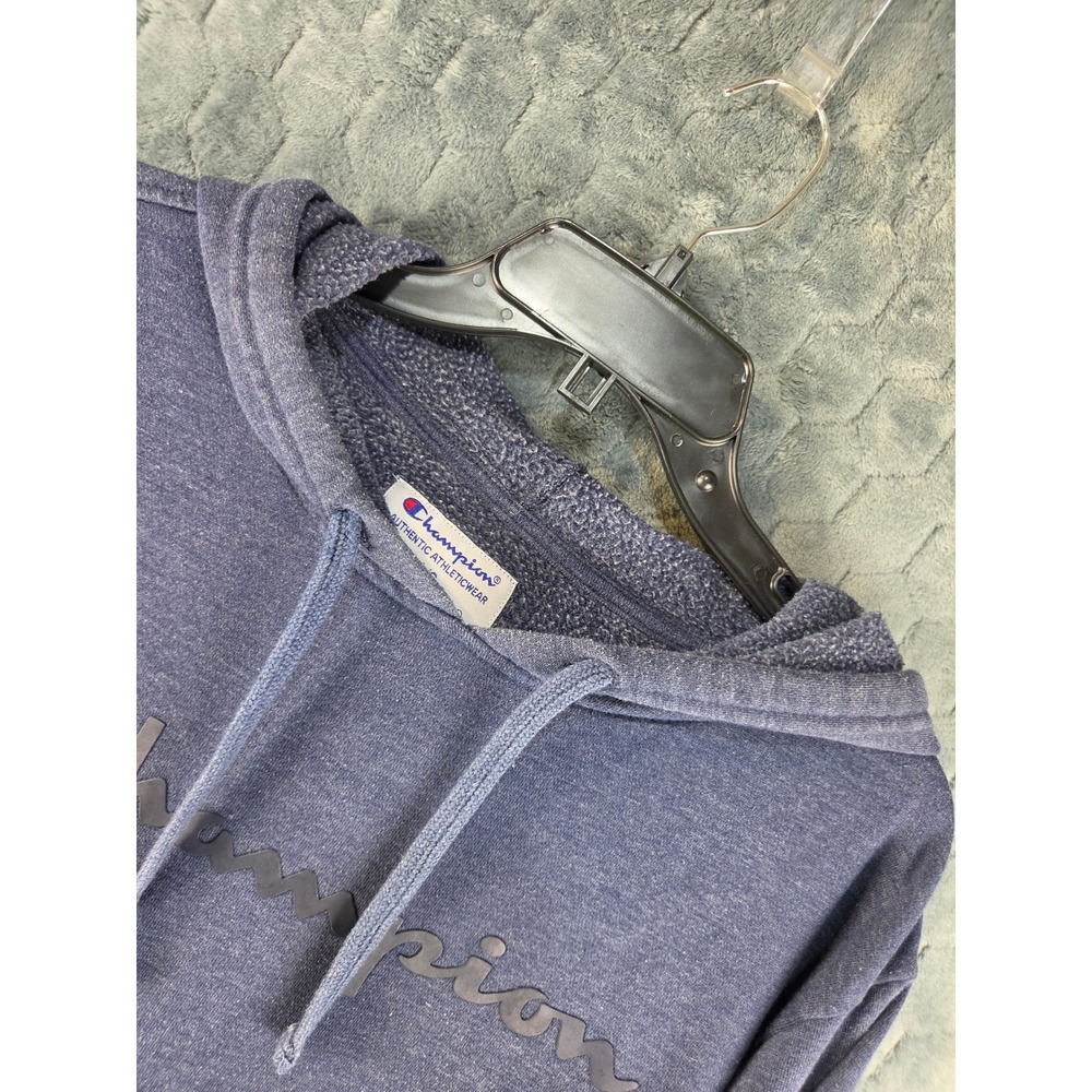 Champion Mens Hoodie Large Blue Heather Pullover Sweatshirt Logo RN 15763